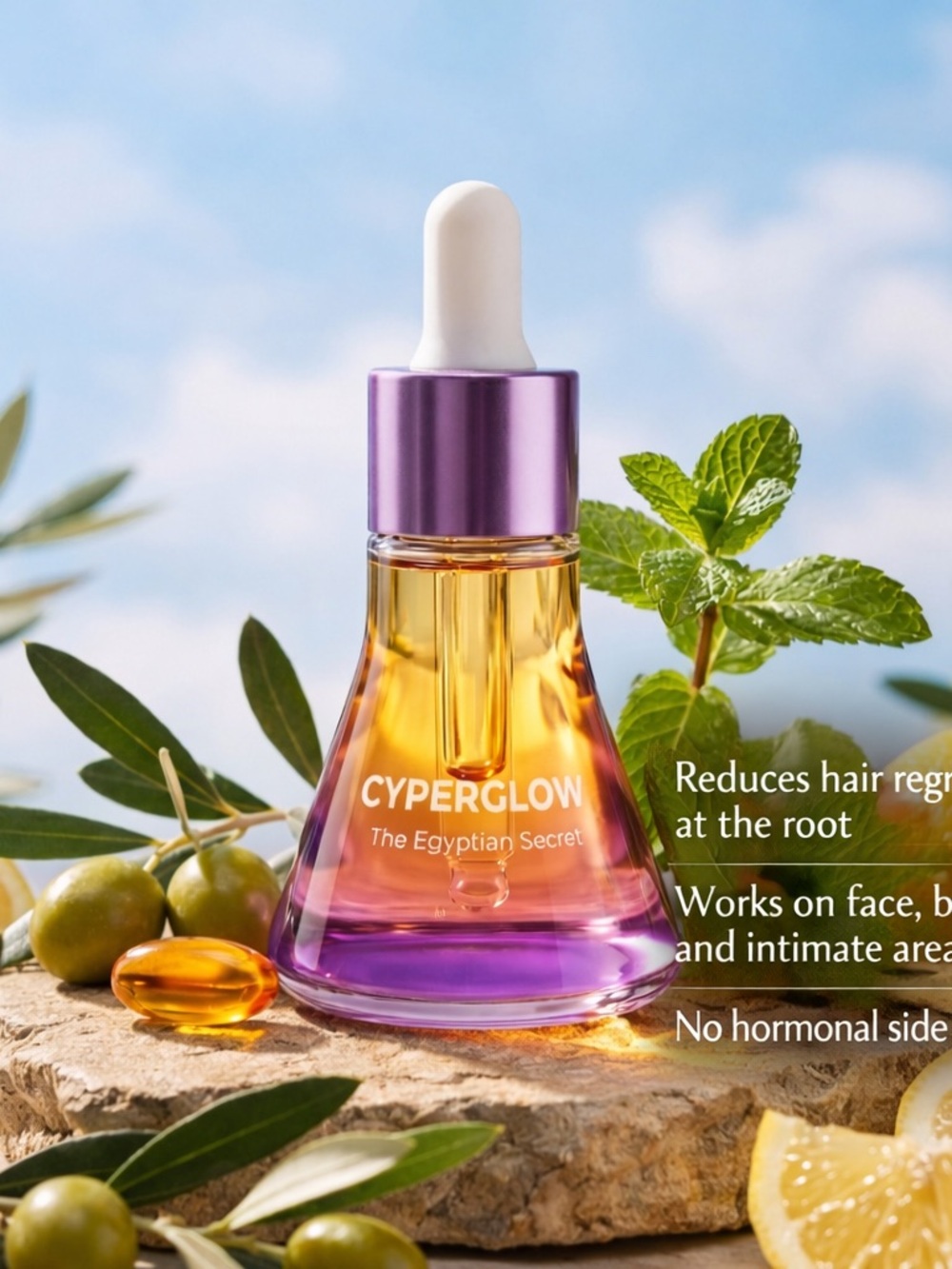 Get rid of unwanted hair 🙈 with CYPERGLOW Cyperus Rotundus Skin Serum Oil,